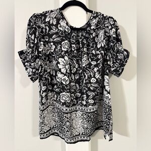 Vince Camuto Black and White Floral Blouse